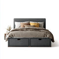 Double Bed with Storage Linen Upholstered 200x160 cm - Dark Gray - Contemporary Design