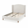 Letto matrimoniale in tessuto con struttura in legno 200x160 cm Beige