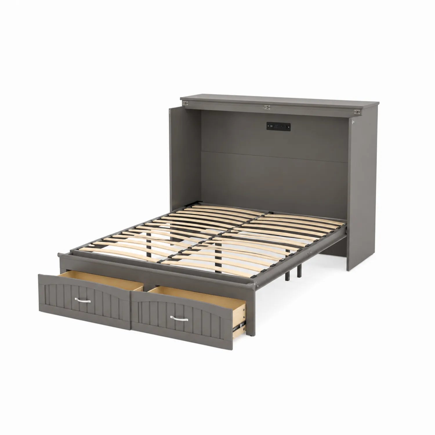 Letto a scomparsa in legno con cassetti 150x200 cm
