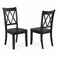 Set di 2 Sedie in Legno Massello Nero