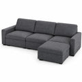 Divano angolare in tessuto con chaise longue Grigio 300x160 cm