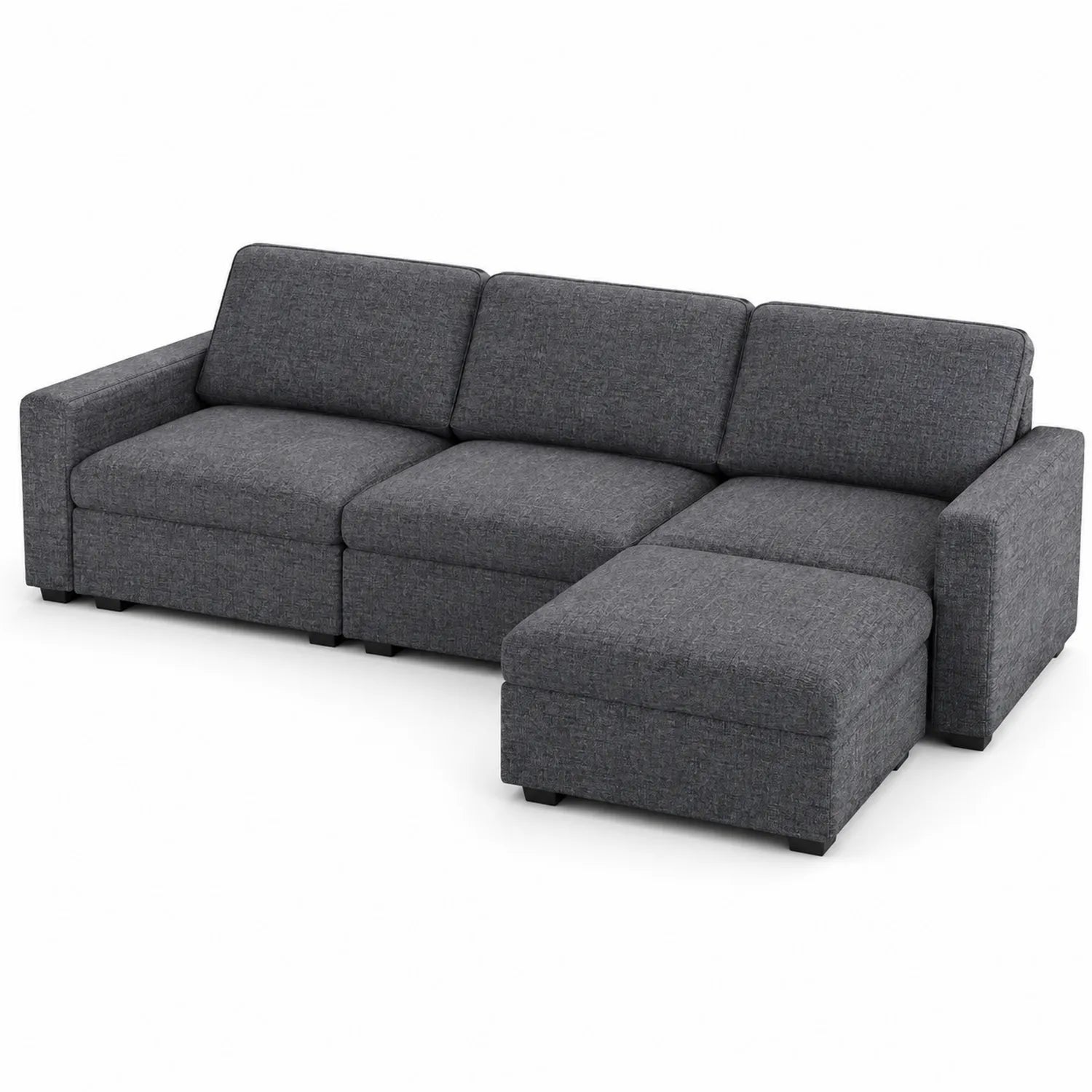 Divano angolare in tessuto con chaise longue Grigio 300x160 cm
