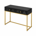 Consolle rettangolare in MDF nero e metallo oro 100x30x75 cm