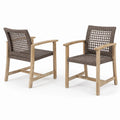 Set di 2 sedie da esterno in legno e rattan sintetico marrone
