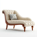 Chaise Lounge Leather Upholstery 70.9x31.5x33.5 inches - Beige - Classic Design