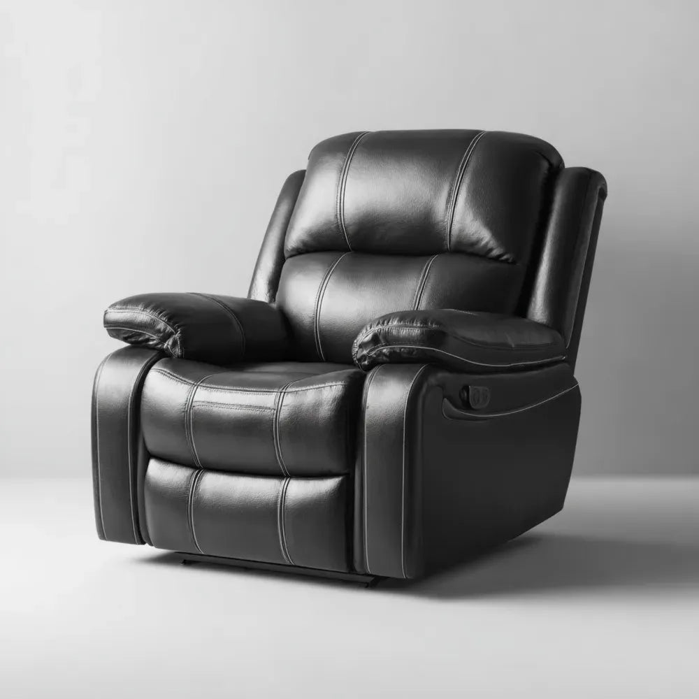 Leather Recliner Adjustable Armchair - 85x105x100 cm - Black - Contemporary Design