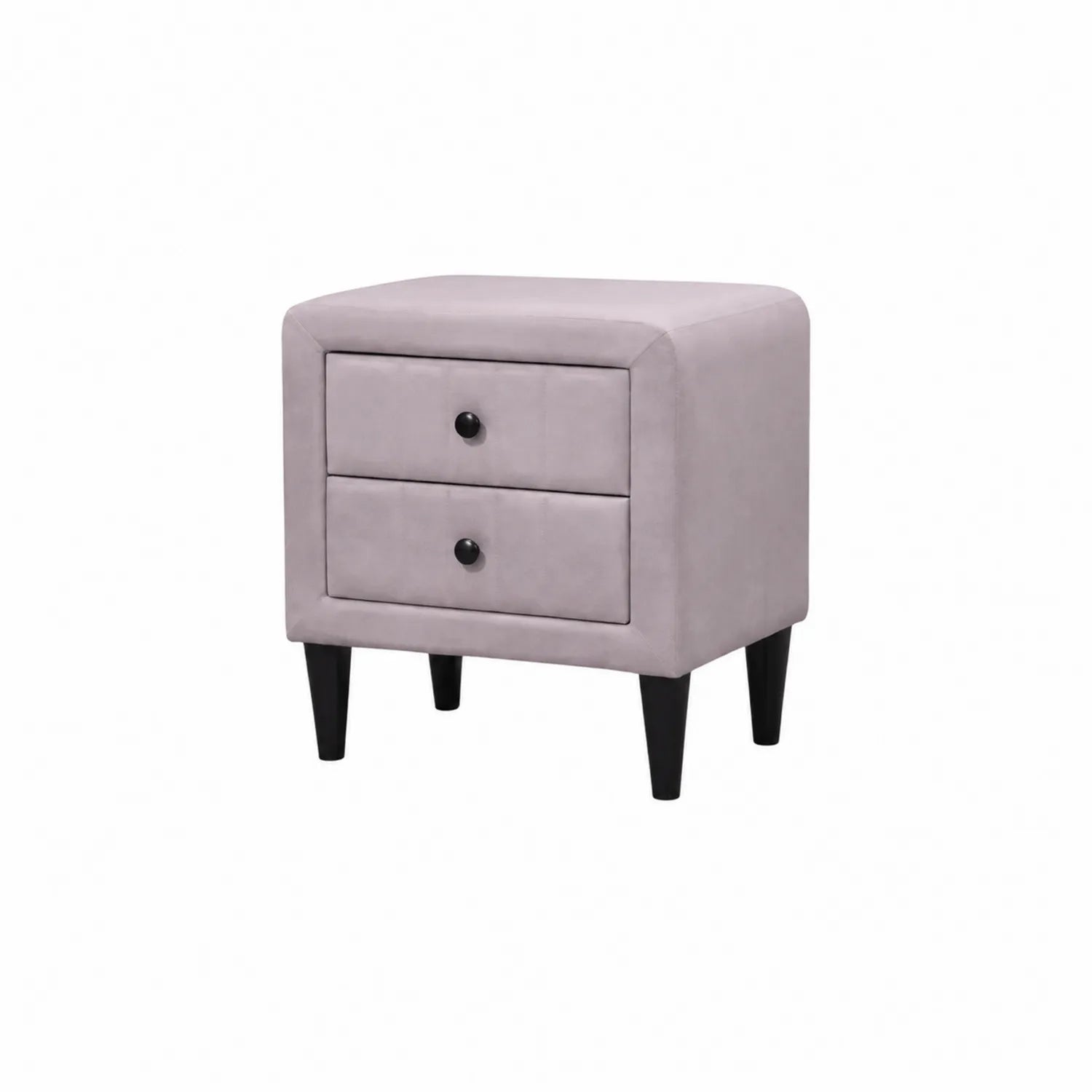 Comodino due cassetti in poliestere e legno Grigio 45x35x55 cm