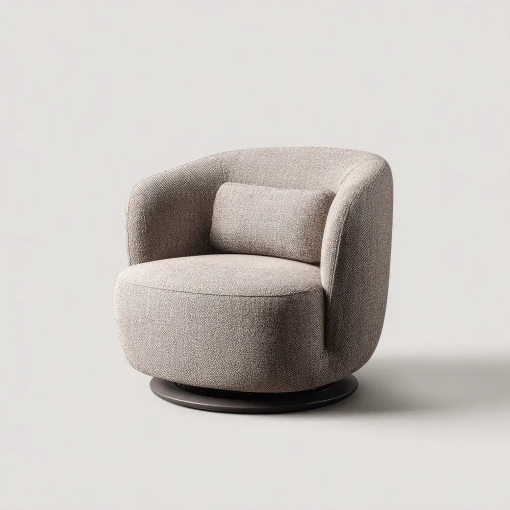 Swivel Armchair Fabric Upholstered 85x85x75 cm - Light Grey - Contemporary Design