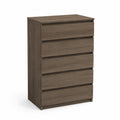 Cassettiera in legno truciolato 5 cassetti Marrone