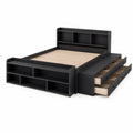 Letto matrimoniale in MDF con cassetti e scaffali 200x160 cm Nero