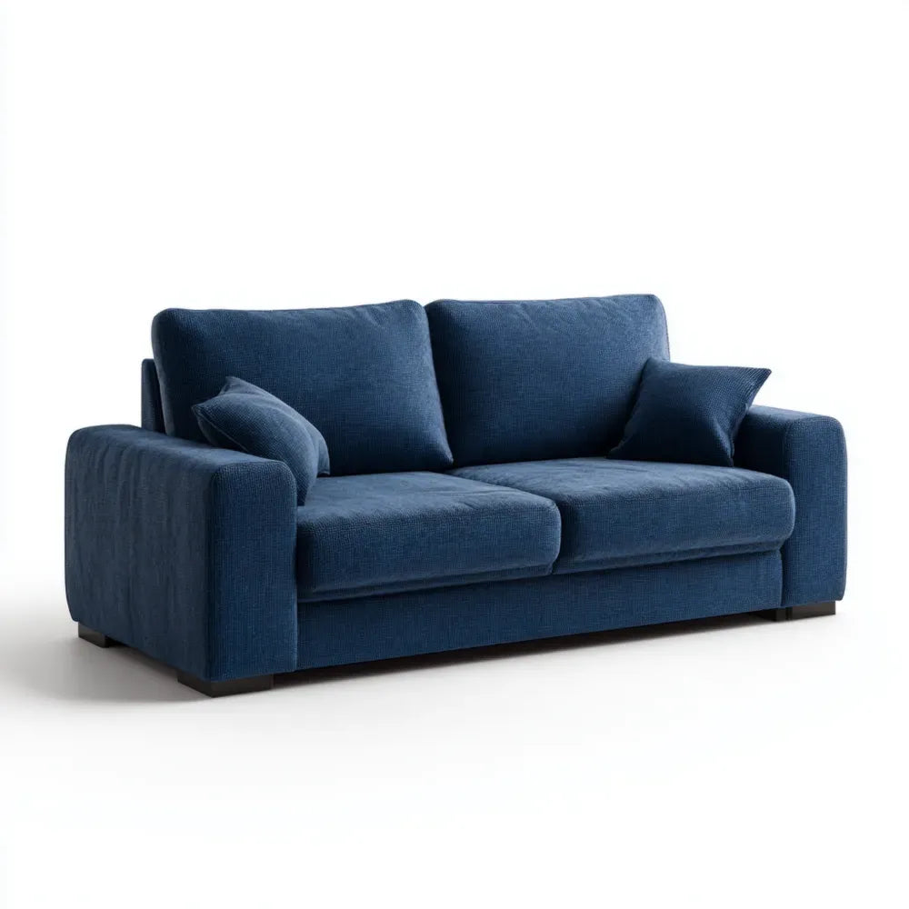Sofa Set Fabric Upholstered 200x90x85 cm - Blue - Modern Design