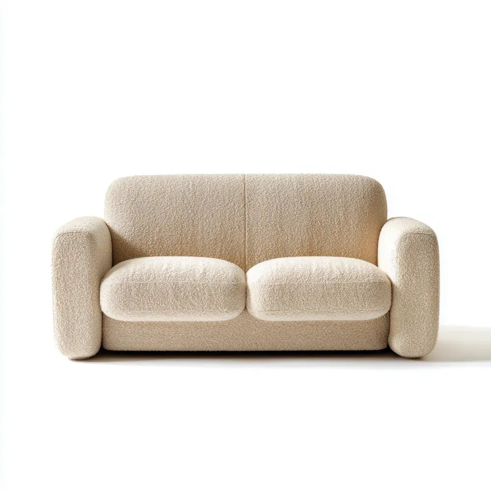 Sofa 150x80x75 cm Bouclé Fabric - Beige - Modern Design