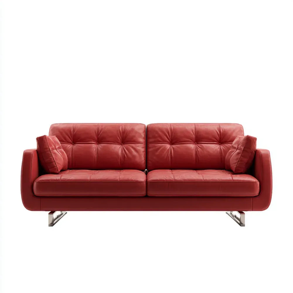 Three-Seater Sofa Faux Leather 210x90x85 cm - Red - Modern Design