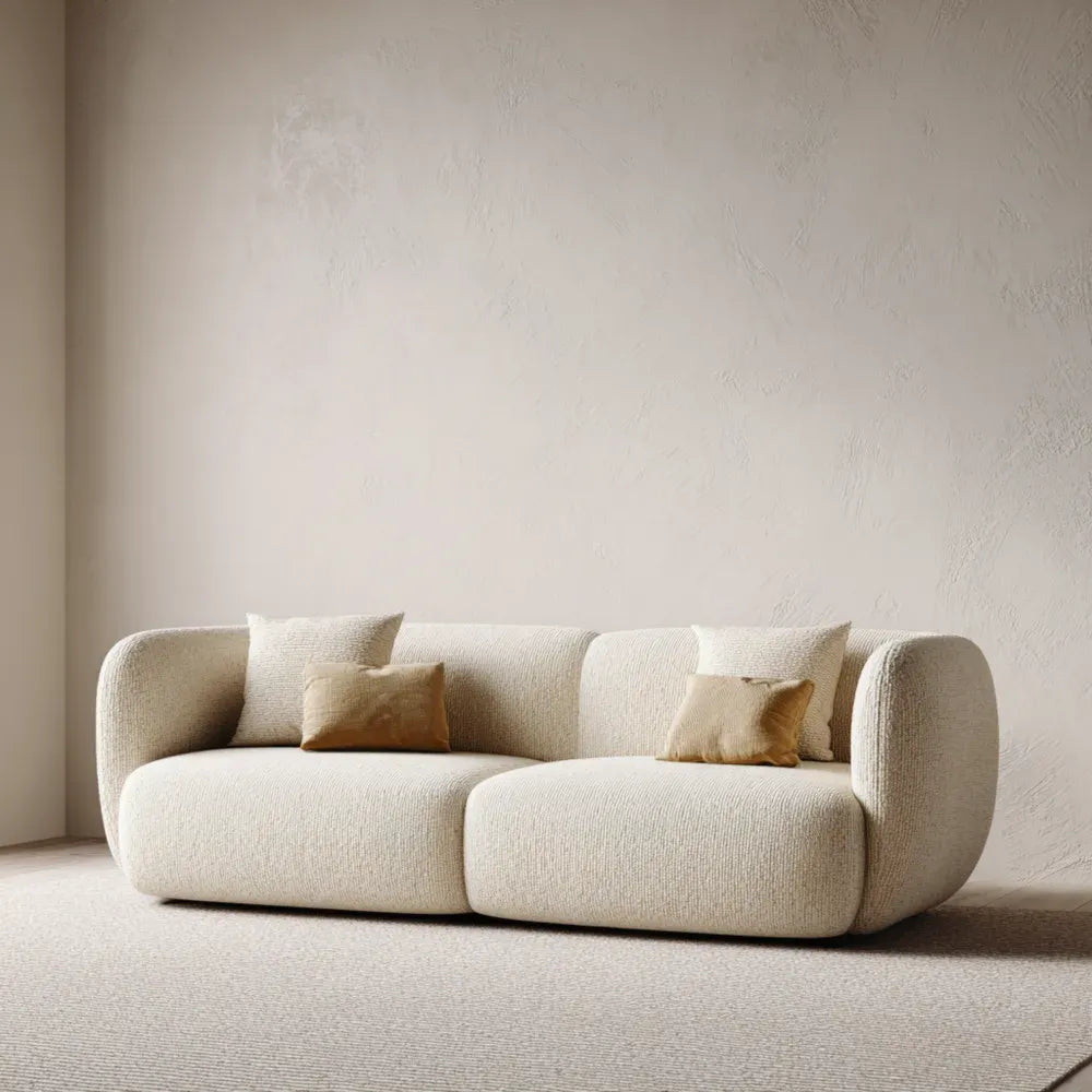 Modern Design Sofa Set Fabric Upholstered 220x85x75 cm - Beige