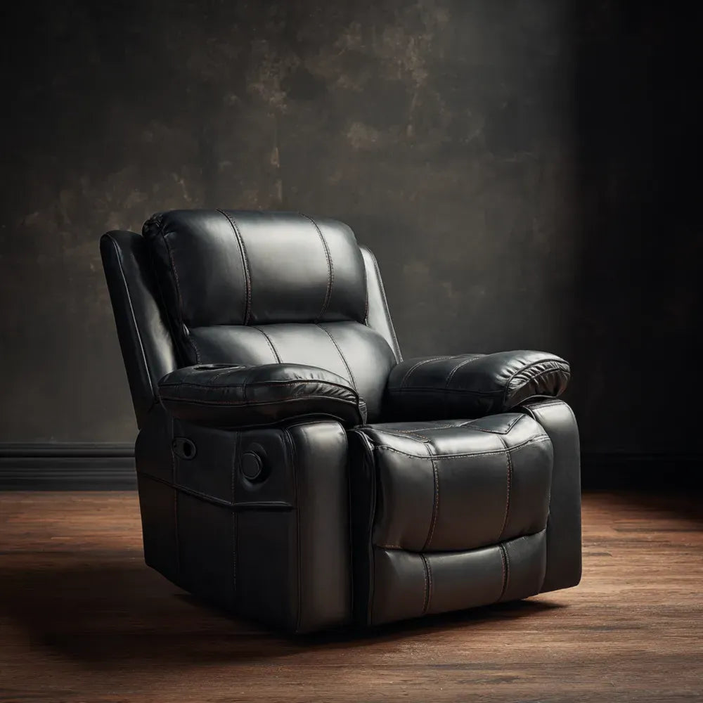 Recliner Chair Faux Leather Upholstery 90x85x100 cm - Black - Modern Design