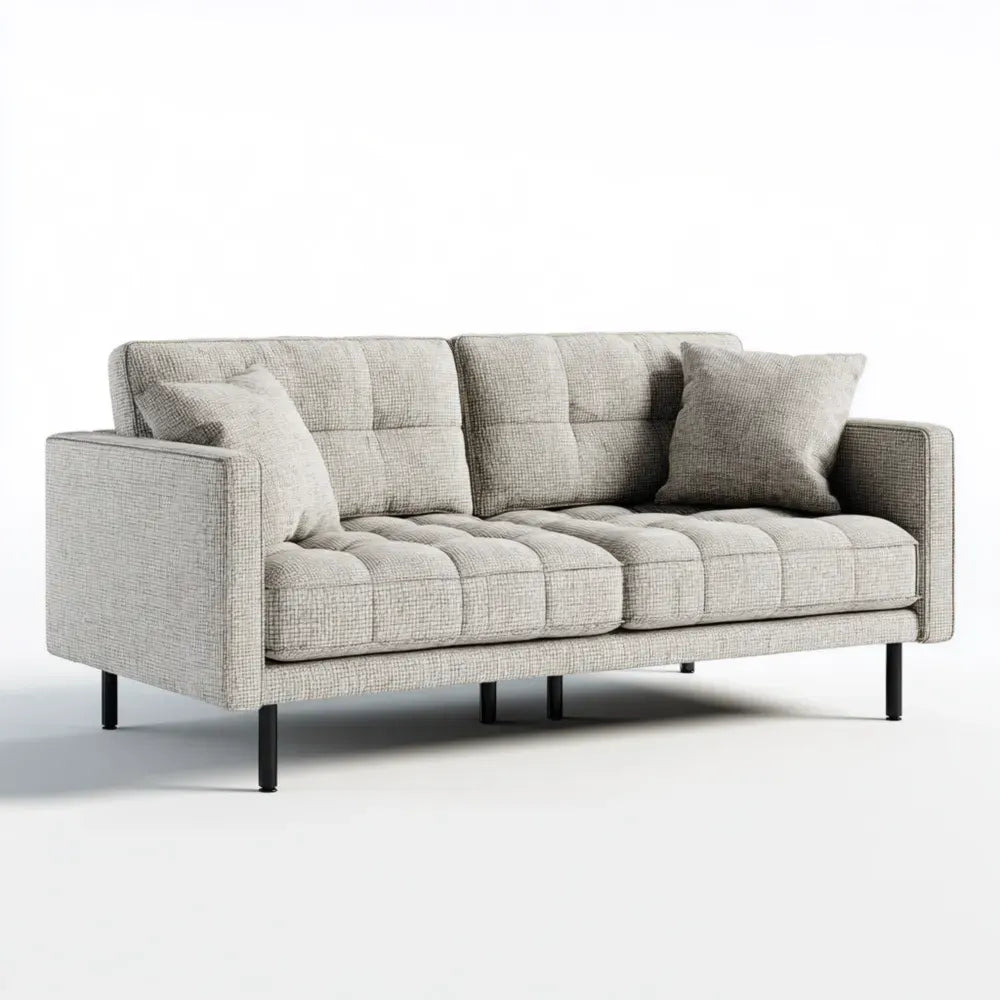 Sofa Set Fabric Upholstery 200x85x75 cm – Light Gray – Modern Design