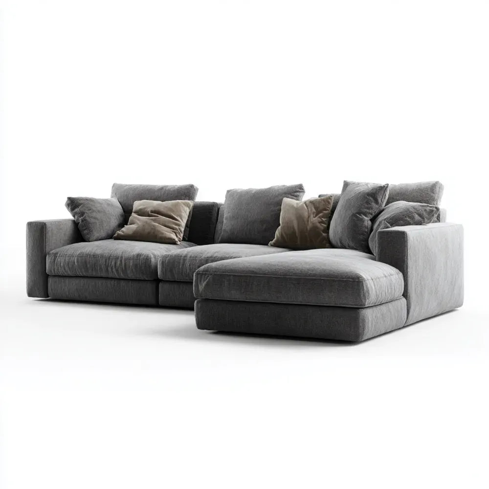 Sectional Sofa Fabric Upholstery 300x150x85 cm – Dark Gray – Contemporary Design