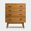 Chest of Drawers - Solid Wood 4-Drawer 31.5x15.7x39.4 inches - Natural Finish - Mid-Century Modern