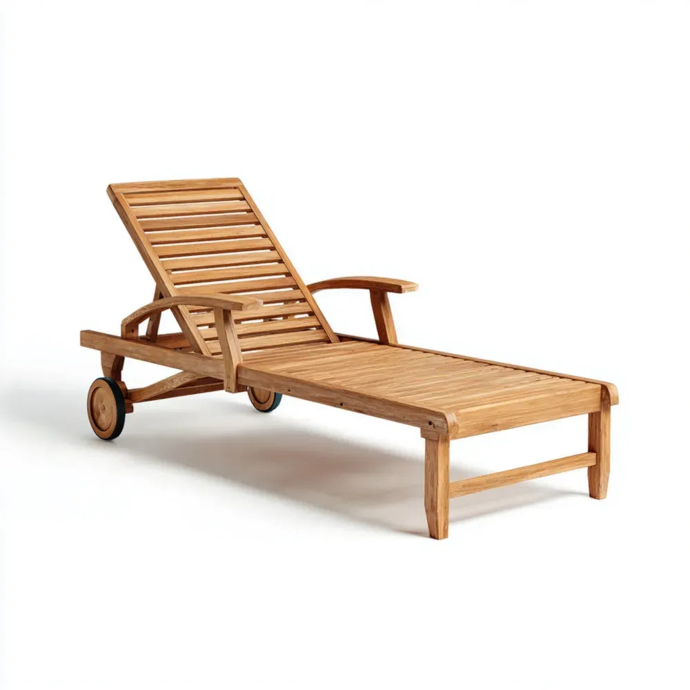 Teak Wood Patio Recliner – Adjustable Outdoor Lounger 200x70x35 cm