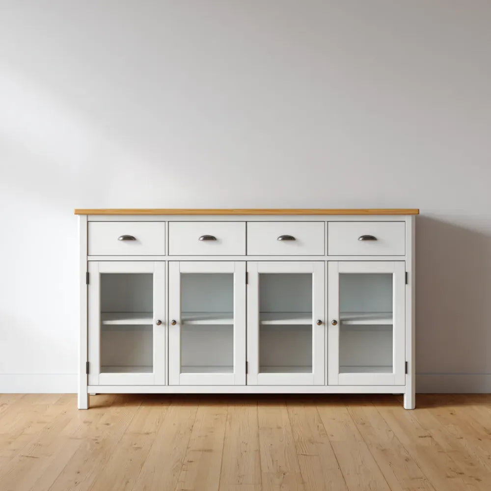 Sideboard Wood 160x40x85 cm - White/Natural - Classic Design